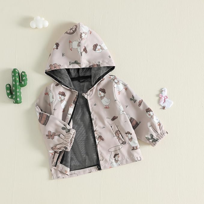 Toddler Baby Boy Lightweight Hooded Jacket Excavator Coat Outwear | Truck Print - Image 6