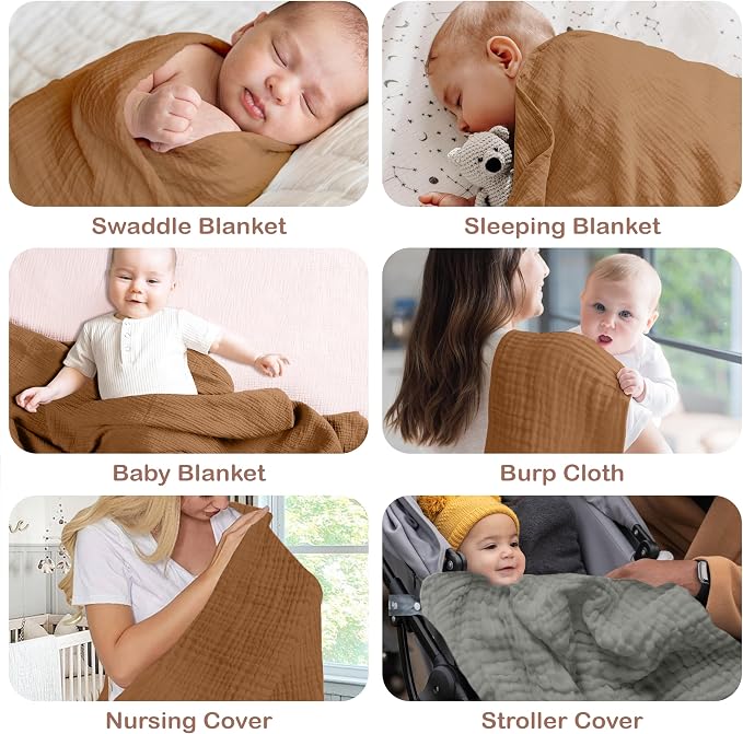 100% Organic Cotton 2 PK Baby Receiving Blankets Unisex 47x47 in | Oeko-TEX - Image 8