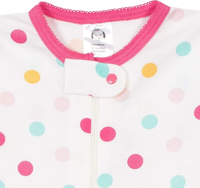 Gerber Baby Girls 4-pack Footed Pajamas - Image 4