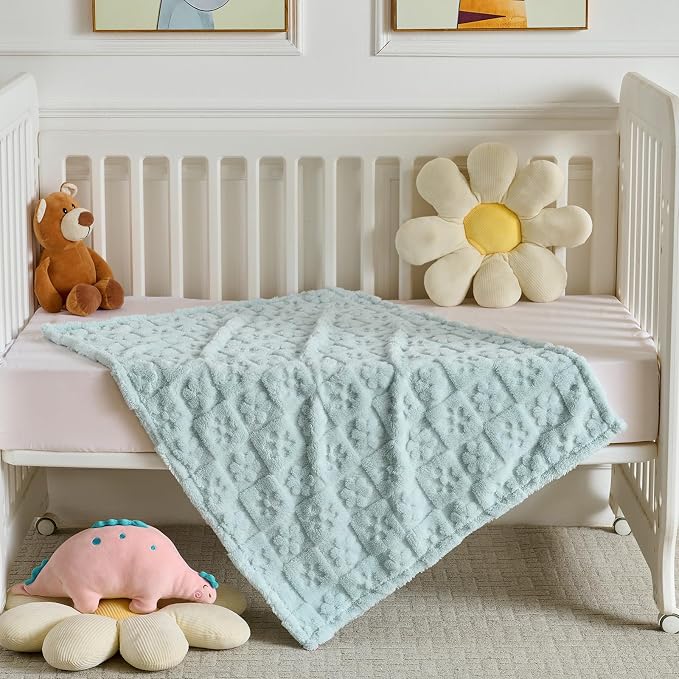 5 Pcs Baby Blanket Flower Checkerboard Ultra Soft Gift-Ready Plush - Image 5