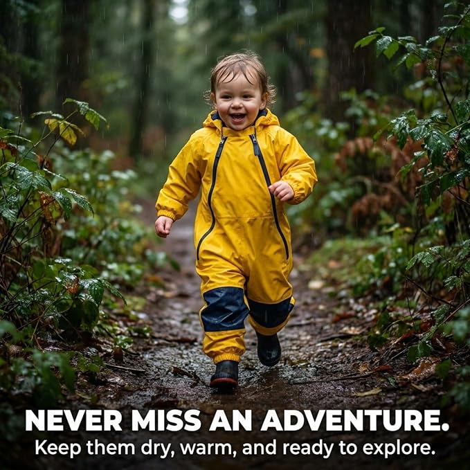 Tuffo Muddy Buddy Kids Waterproof Rain Suit One-Piece Coverall, Dual Zippers - Image 5