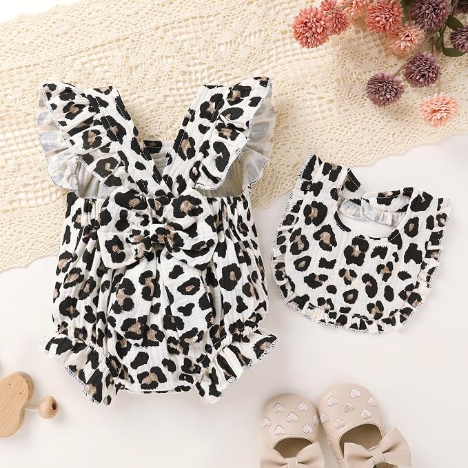 YOUNGER TREE Baby Girl Romper 100% Cotton Ruffle Sleeveless Summer Outfit - Image 3