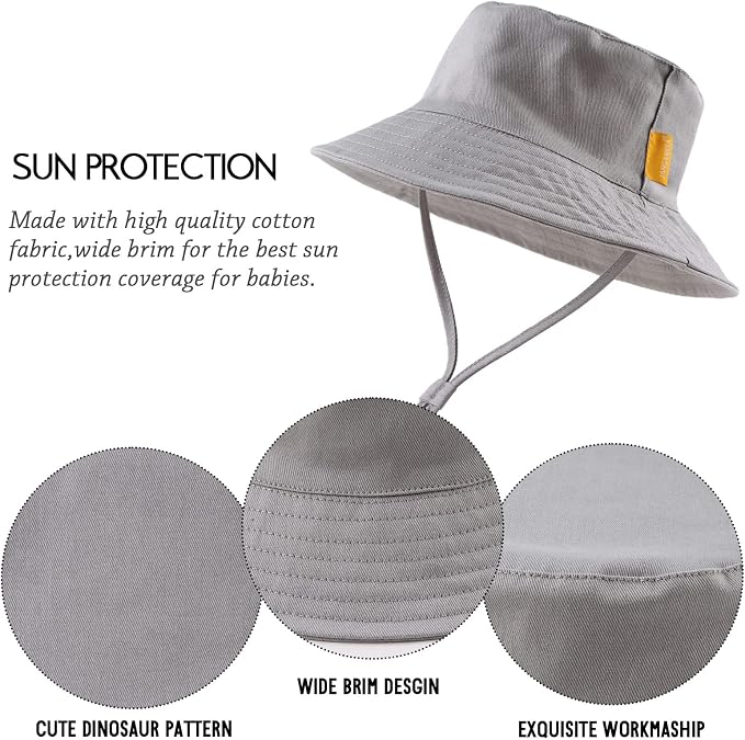 JANGANNSA Cotton Baby Sun Hat Infant Toddler Boys Girls Bucket Hats Summer Sun - Image 4