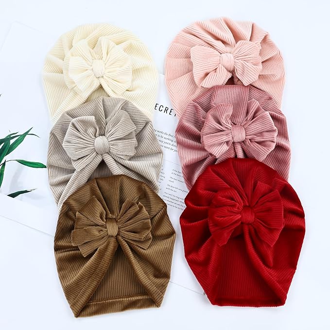 Cinaci 6 Pack Nursery Hospital Caps Bonnets Beanies Headwraps Turban Hats - Image 8