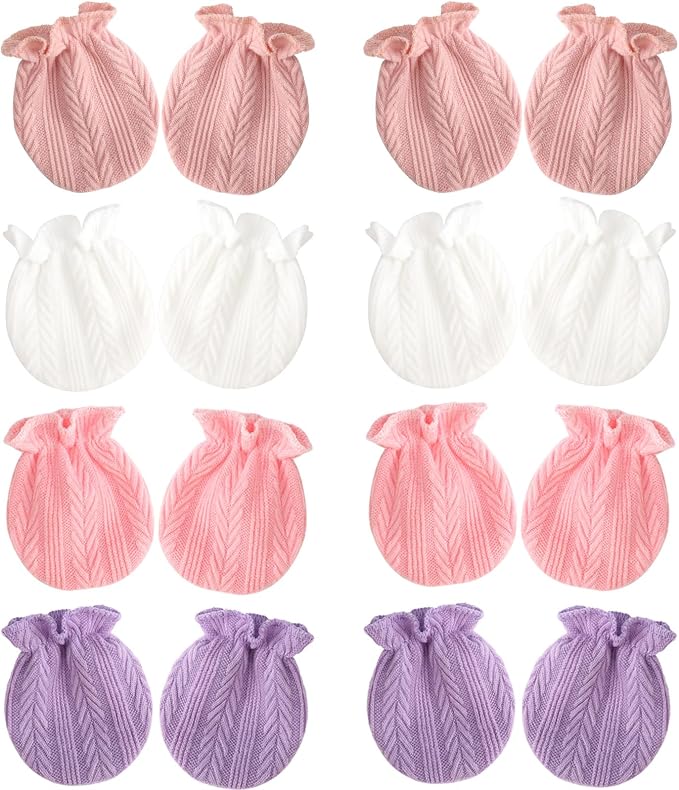 BQUBO Newborn Infant Toddler Mittens No Scratch Cotton Elastic Wrist Gloves by DRESHOW
