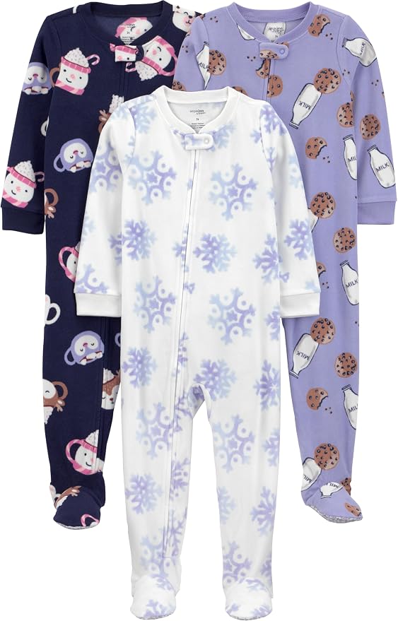 Simple Joys by Carter's Girls Loose-Fit Flame Resistant Fleece Footed Pajamas by SimpleJoysbyCarters
