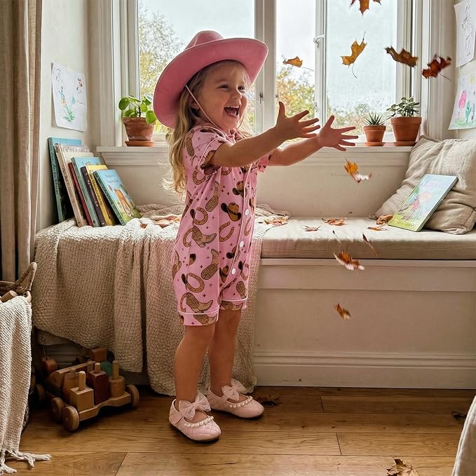 Kuriozud Baby Girl Boy Romper Pajamas Onesie Short Sleeve Button Down Pjs - Image 3