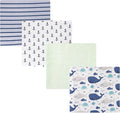 Hudson Baby Cotton Flannel Receiving Blankets 4-Pack, Sea Friends, One Size by HudsonBaby