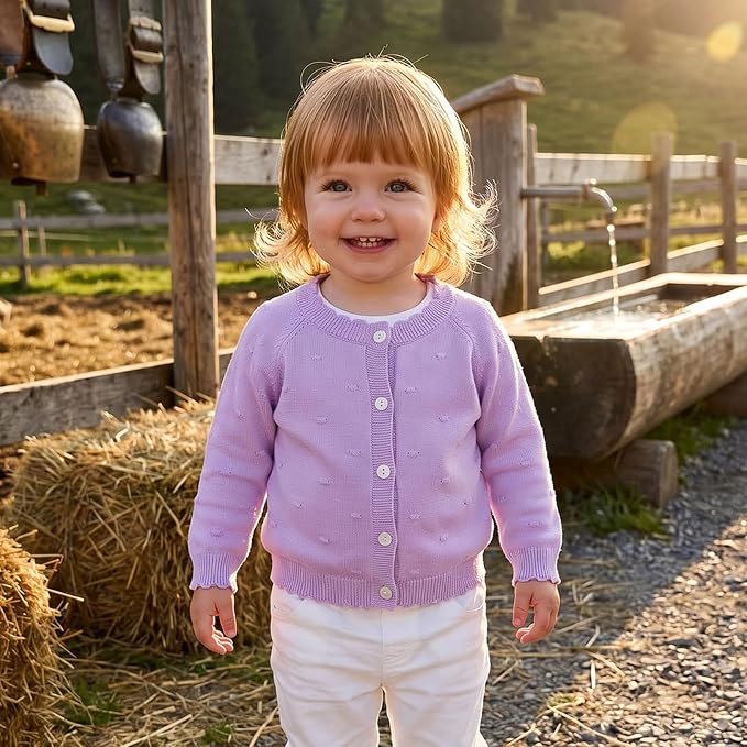 BULINGNA Toddler Baby Girl Cardigan Sweater Long Sleeve Button Down Knit - Image 5