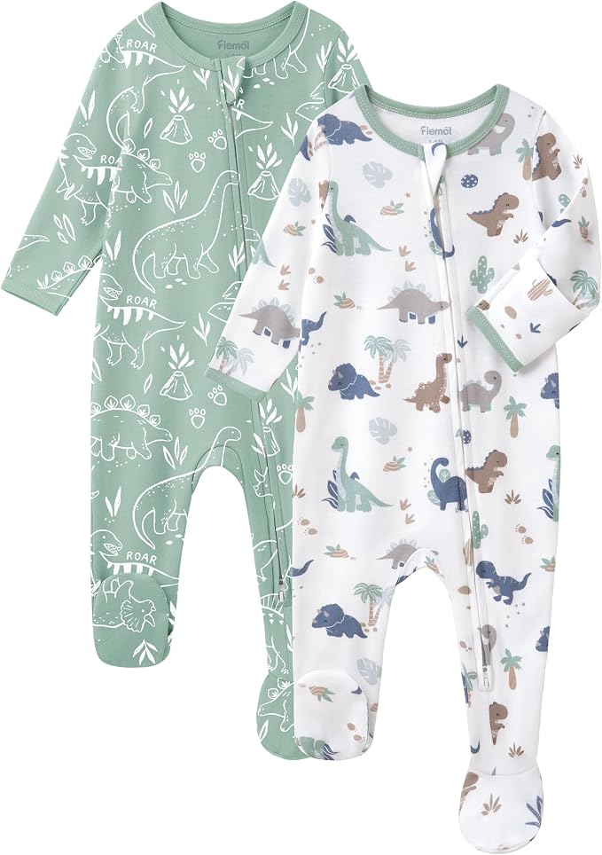 Baby Sleepers 100% Cotton Footie Pajamas, Newborn 0-3 3-6 6-9 Months by FIEMOL