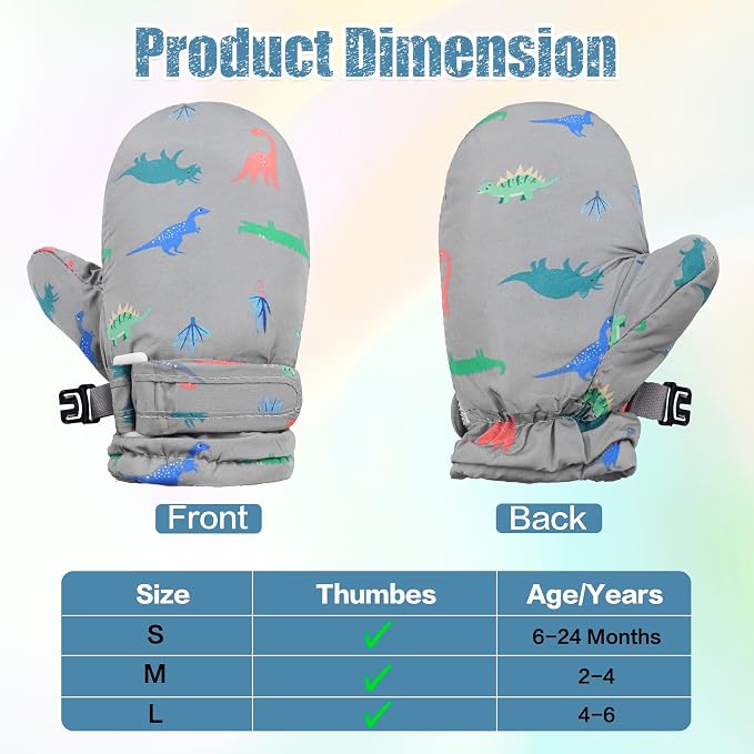 Toddler Mittens Lined Fleece Snow Gloves - Image 4