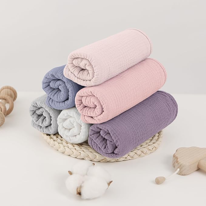 Bearmoss Muslin Burp Cloths, 100% Cotton Baby Burping Clothes, Large Extra Soft - Image 7