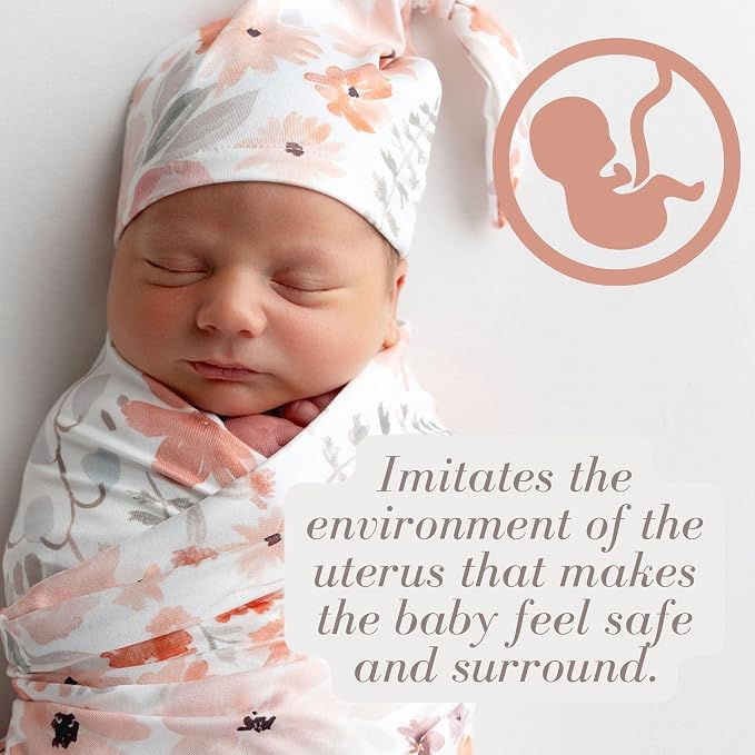 Newborn Baby Swaddle Set Headband Beanie and Name Card - Image 5
