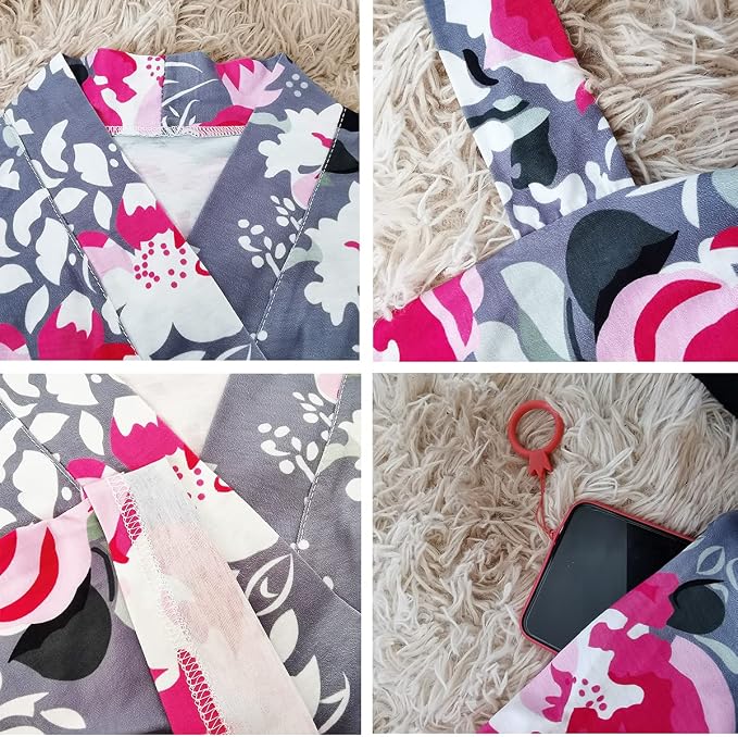 SUFEINI Maternity Robe and Matching Baby Swaddle Blanket Set, Mommy Robe - Image 2
