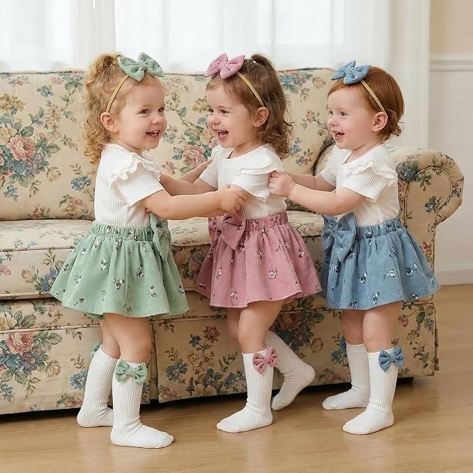 Giraropa Newborn Baby Girl Clothes Smocked Bubble Romper Dress + Socks + - Image 3
