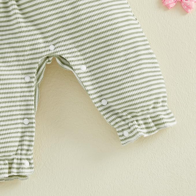 YINGISFITM Newborn Baby Girl Summer Clothes Short Sleeve Bubble Romper Bow - Image 8
