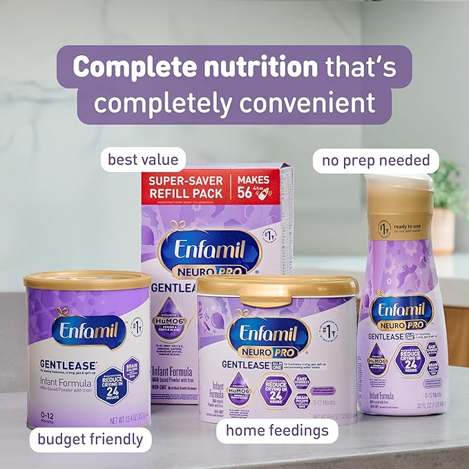 Enfamil NeuroPro Gentlease Ready-to-Feed with Smaller Proteins for Easy Digestion, Brain Supporting DHA,Baby Formula for easing Fussiness, Crying, Gas, Spit-up in 24hrs, 8 Fl Oz, 24 Bottles