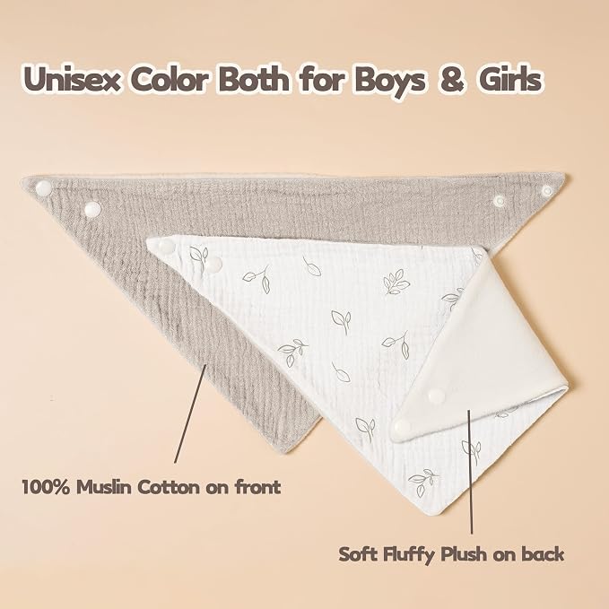 Susurration Muslin Baby Drool Bibs 6Pack Soft Triangular Adjustable Baby - Image 2