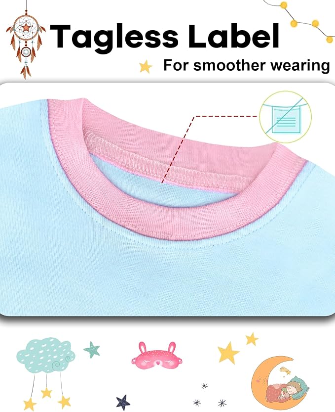 DAUGHTER QUEEN Girls Summer Pajamas Set 4 Pieces 100% Cotton Sleepwear Size 18 - Image 3