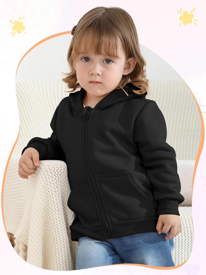 Cooraby 3 Pieces Baby and Toddler Girls Fleece Full-Zip Hoodies Lightweight - Image 5
