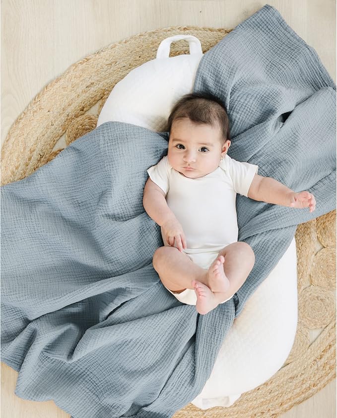 Konssy 3-Pack Muslin Baby Swaddle Blankets, 47 x 47 in Receiving Blankets | - Image 8