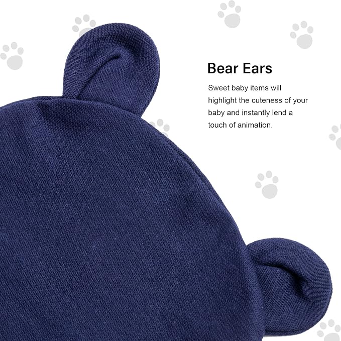 Newborn Baby Hat and Mittens Set Bear Ears Toddler Infant Beanie Caps Newborn - Image 4