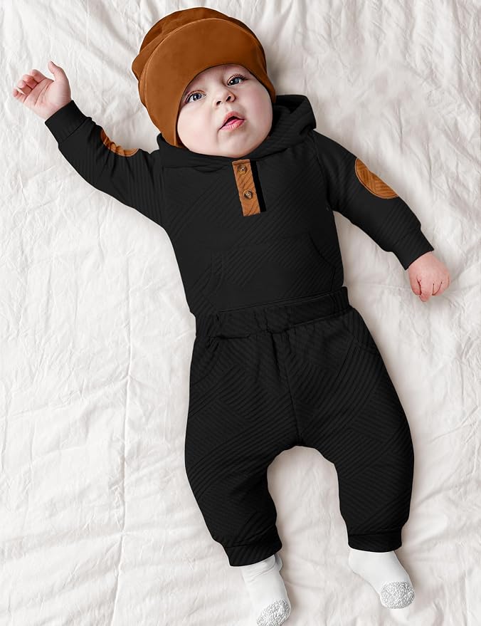 Fommy Baby Boy Clothes Colorblocked Long Sleeve Hoodie + Long Pants 2PCS Fall - Image 4