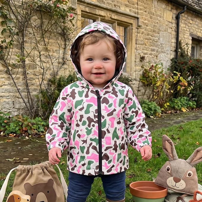 Toddler Baby Boy Windbreaker Jacket Camo Zipper Hooded Rain Coat - Image 3