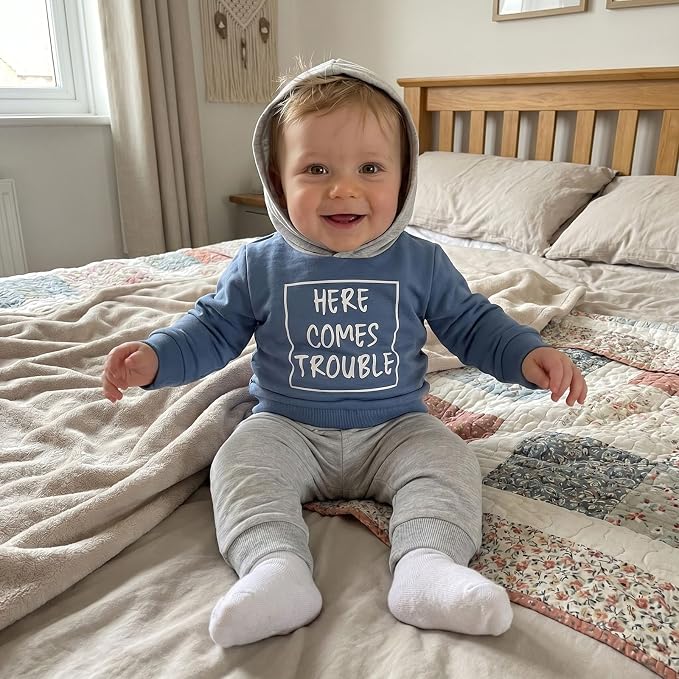 Infant Baby Boy Fall Winter Clothes Outfit Hooded Long Sweatshirt Pant Set - Image 5