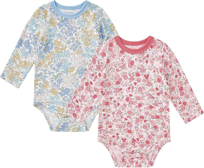 pureborn Baby Romper Bodysuits 2-Pack Unisex Soft Cotton One-Piece Outfit by pureborn
