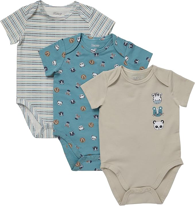 Hanes Baby Pure Comfort Short Sleeve Bodysuits, Infant Bodysuits, Boys & Girls by Hanes