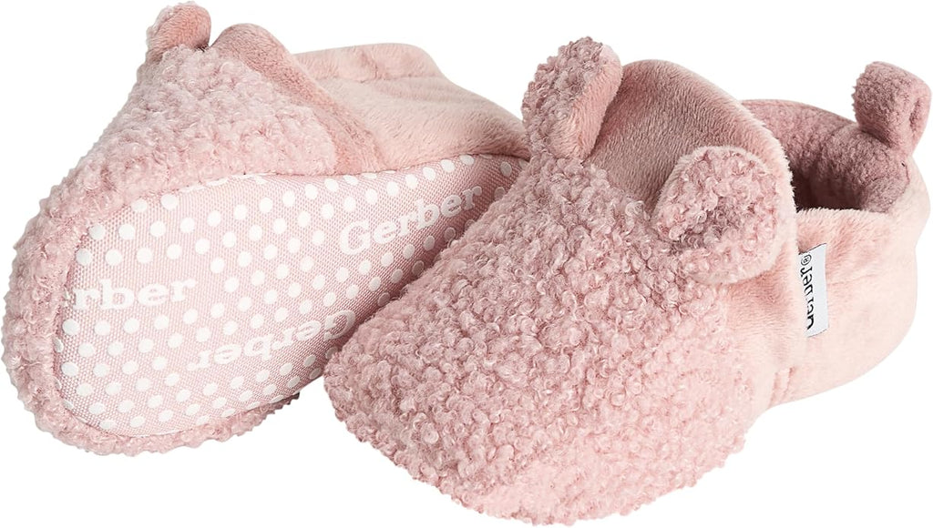 Gerber Baby Girls Fleece Lined Non Skid Soft Slipper Booties - Image 2
