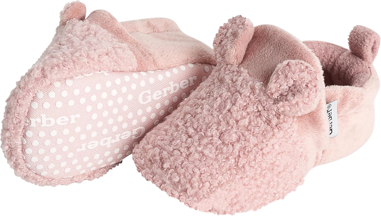 Gerber Baby Girls Fleece Lined Non Skid Soft Slipper Booties - Image 2