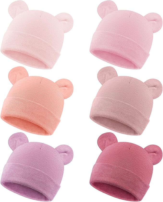 Toulite 6 Pcs Preemie Hats Cotton Preemie Beanies Baby Caps Cute Beanie Bear by Toulite