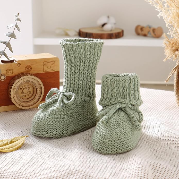 Hadetoto Baby Booties Cotton Newborn Boys Girls Shoes Knit Socks | Cozy Warm - Image 5