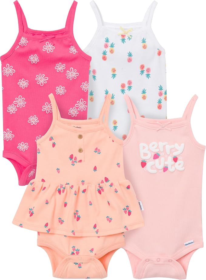 Gerber Baby Girls Multi-Pack Sleeveless Onesies Bodysuit by Gerber
