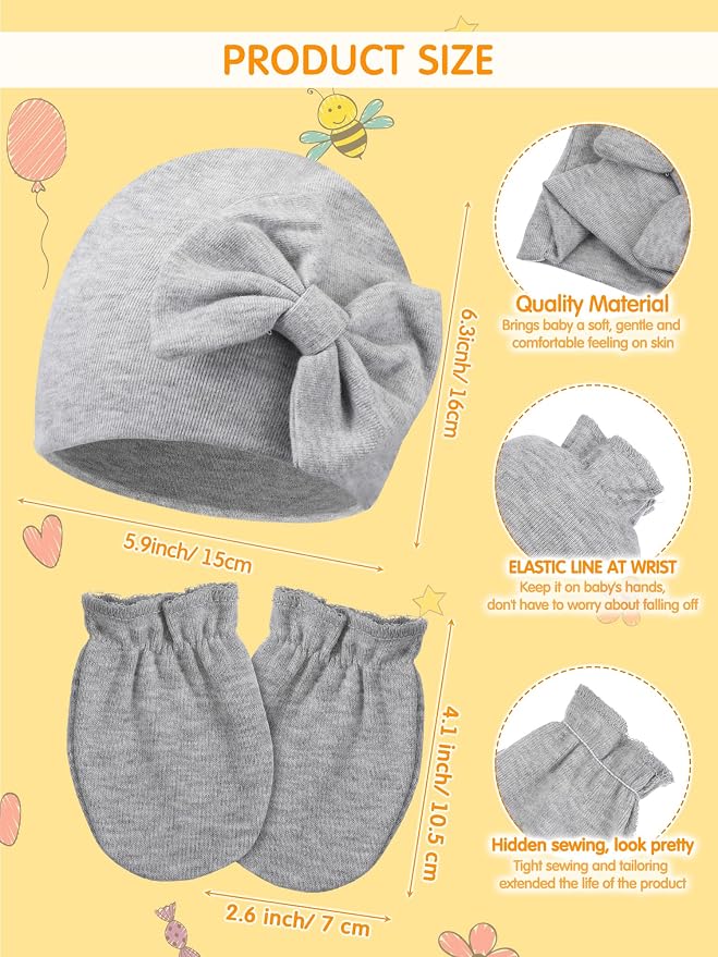 Geyoga 12 Pcs Baby Hat | Newborn Hats Mittens - Image 4