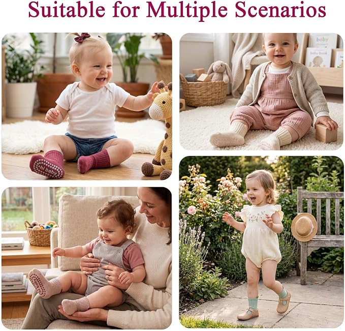 8 Pairs Baby Toddler Socks Non-Slip Grip Socks - Image 7