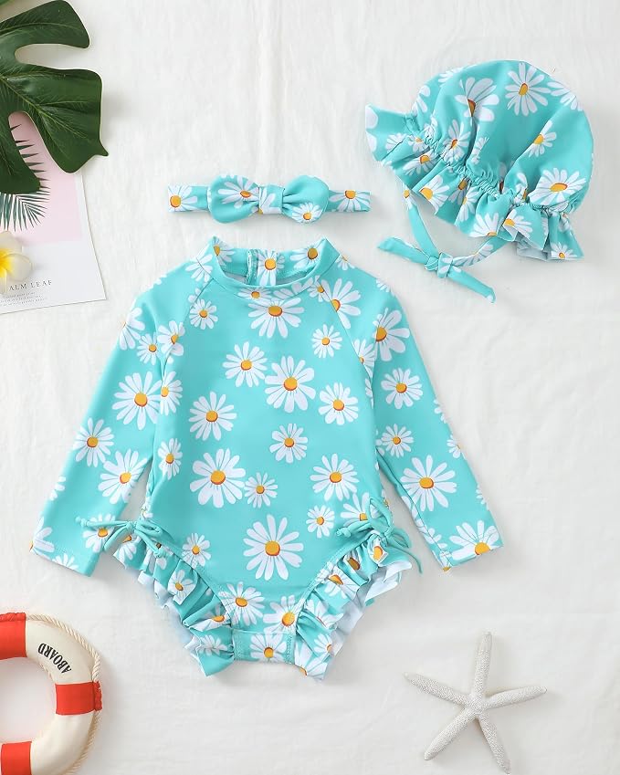 Renotemy Baby Swimsuit Girls One-Piece Swimwear Baby Beach Essentials 3M-3T - Image 2