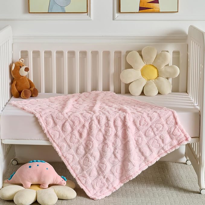 5 Pcs Baby Blanket Heart Checkered Ultra Soft Gift-Ready Plush - Image 5