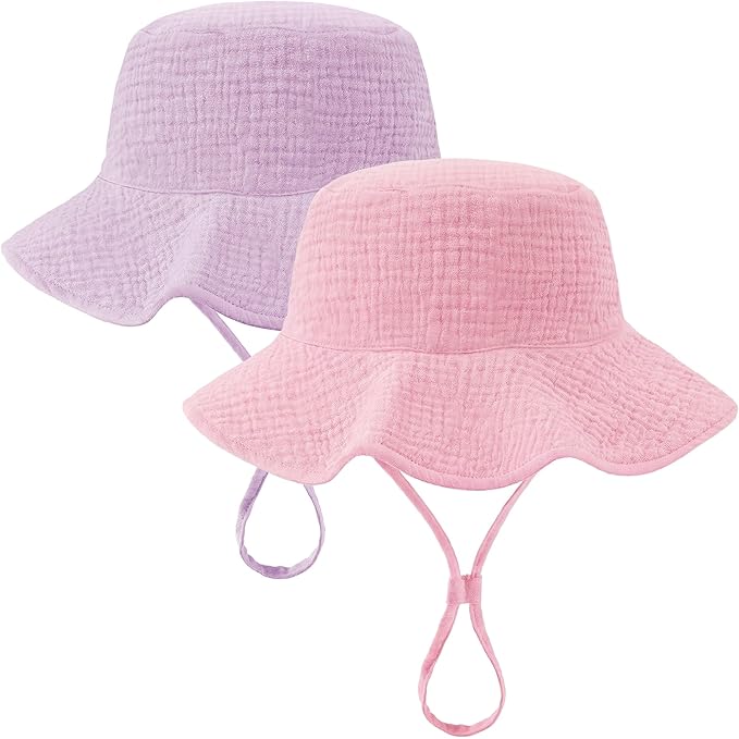Muslin Baby Sun Hat Sun Protection Baby Toddler Bucket Hats by HONGTEYA