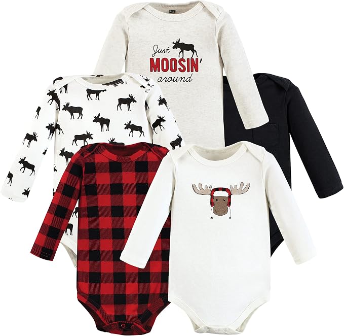 Hudson Baby baby-boys Cotton Long-sleeve Bodysuits 5-pack - Image 2