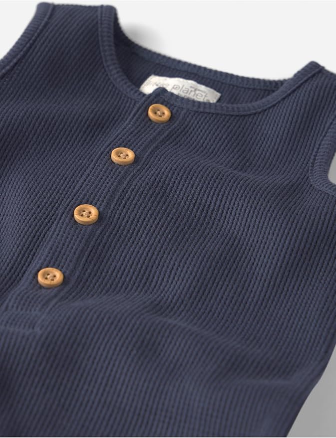 little planet by carter's Unisex Baby Waffle Knit Button-Front Jumpsuit made - Image 2