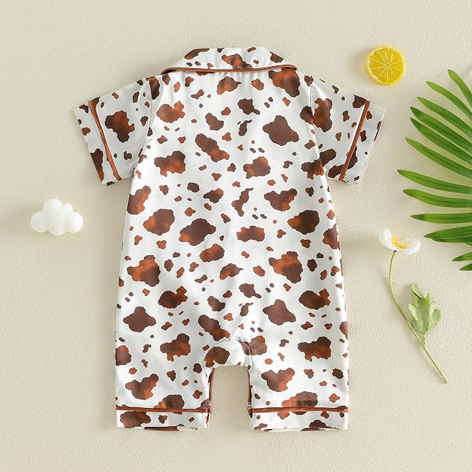 Kuriozud Baby Girl Boy Romper Pajamas Onesie Short Sleeve Button Down Pjs - Image 7