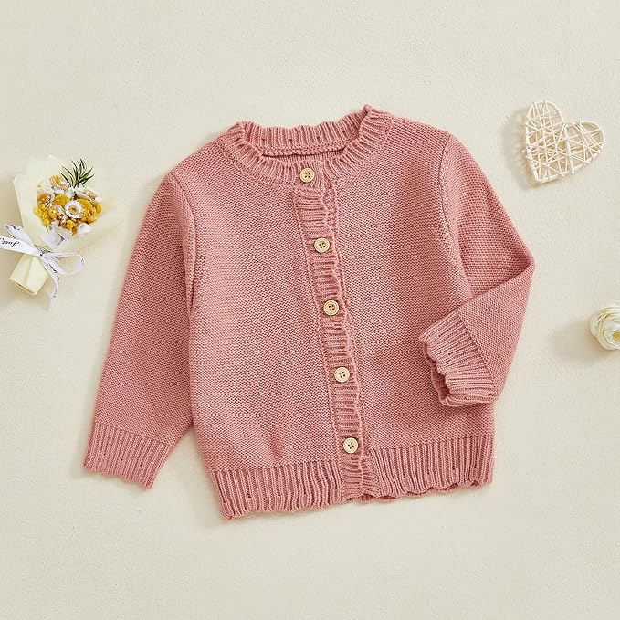 Baby Girl Cardigan Long Sleeve Button Up Sweater Toddler Girl Fall Outfits - Image 2