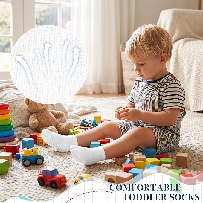 GRPSKCOS Non Slip Toddler Baby Socks 12 Pairs Anti Skid Ankle Socks - Image 2