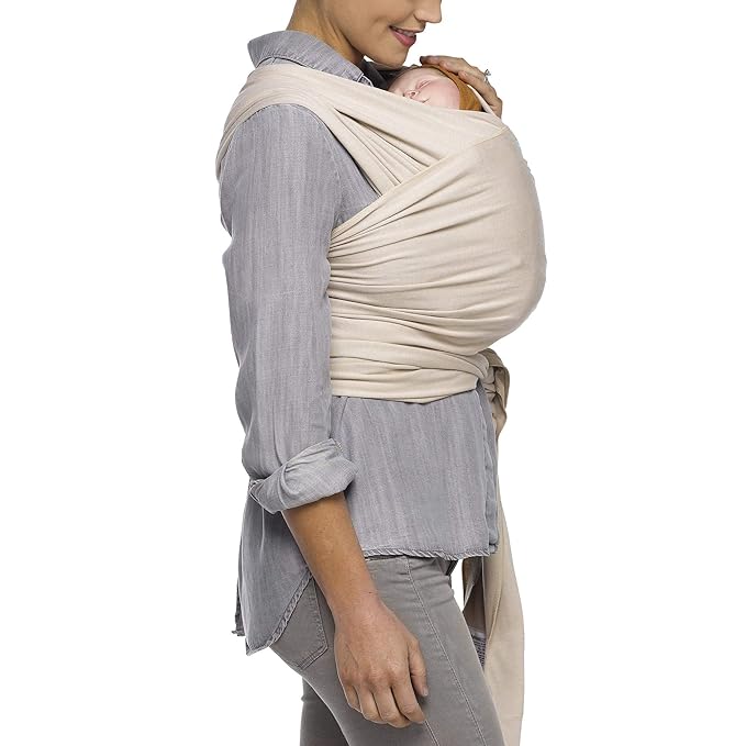 Moby Baby Wrap Carrier Evolution by Petunia Pickle Bottom for Newborns to Toddlers (8-33lbs), Infant Sling Carrier, Hands Free Design, Adjustable for All Body Types (Almond)