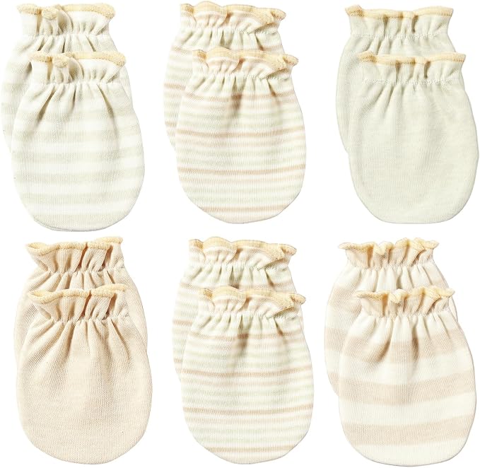 MOMSMENU Baby Mittens Newborn Muslin Soft No Scratch 0-6 Months 6-Pack | by MOMSMENU