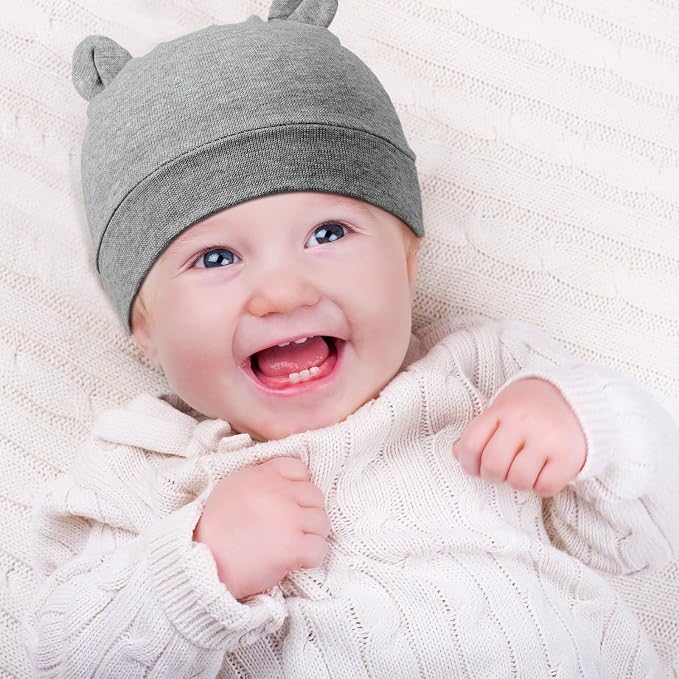 Geyoga 9 Pieces Newborn Baby Hat Bear Ears Infant Caps Baby Boy Girl Toddler - Image 2