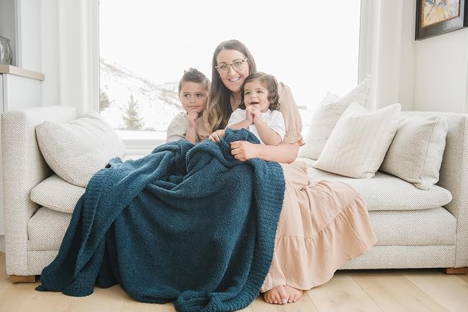 Saranoni Bamboni Oversized Blanket Soft Comfort Couch Bed Nautical Blue XL | - Image 5